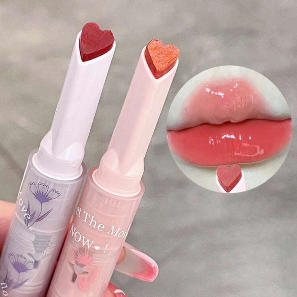 Glossy Red and Orange Lipstick with Hydrating Finish